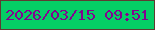 文字の大きさ：1、枠の色：5e3b31、背景の色：05ce65、文字の色：84028f 無料ブログパーツのブログ時計