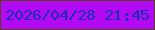 文字の大きさ：4、枠の色：5e3d1a、背景の色：b30af4、文字の色：1a2db4 無料ブログパーツのブログ時計