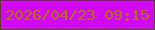 文字の大きさ：3、枠の色：5e401d、背景の色：d208fa、文字の色：b26d04 無料ブログパーツのブログ時計