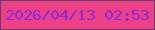 文字の大きさ：3、枠の色：5e416f、背景の色：ee4083、文字の色：8029e6 無料ブログパーツのブログ時計