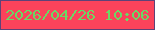 文字の大きさ：1、枠の色：5e4278、背景の色：fb435b、文字の色：6ad964 無料ブログパーツのブログ時計