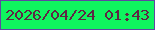 文字の大きさ：4、枠の色：5e47a1、背景の色：0ff55e、文字の色：5f2644 無料ブログパーツのブログ時計