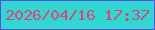 文字の大きさ：1、枠の色：5e4be0、背景の色：2fd8d0、文字の色：e43f7e 無料ブログパーツのブログ時計