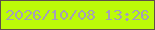 文字の大きさ：1、枠の色：5e5049、背景の色：bcfb08、文字の色：a49fb8 無料ブログパーツのブログ時計