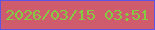 文字の大きさ：3、枠の色：5e54e6、背景の色：cf5c6c、文字の色：86c942 無料ブログパーツのブログ時計