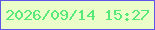 文字の大きさ：5、枠の色：5e56ea、背景の色：ebfdc9、文字の色：57e977 無料ブログパーツのブログ時計