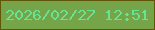 文字の大きさ：1、枠の色：5e5709、背景の色：75a548、文字の色：66e493 無料ブログパーツのブログ時計