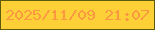 文字の大きさ：5、枠の色：5e5b0f、背景の色：fdd037、文字の色：fb9841 無料ブログパーツのブログ時計