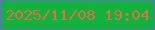 文字の大きさ：4、枠の色：5e76ba、背景の色：12b33d、文字の色：db714b 無料ブログパーツのブログ時計