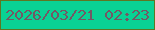 文字の大きさ：3、枠の色：5e7722、背景の色：09d294、文字の色：745864 無料ブログパーツのブログ時計