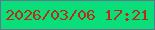 文字の大きさ：4、枠の色：5e778d、背景の色：09de7b、文字の色：b82d16 無料ブログパーツのブログ時計