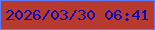 文字の大きさ：4、枠の色：5e7cff、背景の色：b63a2d、文字の色：0803b7 無料ブログパーツのブログ時計
