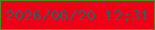 文字の大きさ：4、枠の色：5e8121、背景の色：f00017、文字の色：355d5d 無料ブログパーツのブログ時計