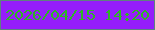 文字の大きさ：1、枠の色：5e827f、背景の色：951efa、文字の色：2eb425 無料ブログパーツのブログ時計