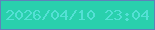 文字の大きさ：1、枠の色：5e82ba、背景の色：29d0ad、文字の色：54e0d5 無料ブログパーツのブログ時計