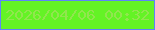 文字の大きさ：1、枠の色：5e84fa、背景の色：64f325、文字の色：91e64e 無料ブログパーツのブログ時計