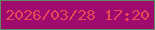 文字の大きさ：1、枠の色：5e8c63、背景の色：9e0a6e、文字の色：e74857 無料ブログパーツのブログ時計