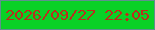 文字の大きさ：5、枠の色：5e908e、背景の色：09d126、文字の色：b92f1d 無料ブログパーツのブログ時計