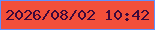 文字の大きさ：4、枠の色：5e91fe、背景の色：f24f3a、文字の色：3d083b 無料ブログパーツのブログ時計
