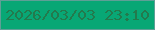 文字の大きさ：1、枠の色：5e9f96、背景の色：08a775、文字の色：237a4d 無料ブログパーツのブログ時計