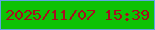 文字の大きさ：4、枠の色：5ea5e3、背景の色：0ec205、文字の色：a90c1f 無料ブログパーツのブログ時計