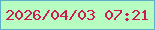 文字の大きさ：2、枠の色：5eaec7、背景の色：b7fcc1、文字の色：d01957 無料ブログパーツのブログ時計