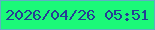 文字の大きさ：2、枠の色：5eb0c3、背景の色：1bf978、文字の色：253e95 無料ブログパーツのブログ時計