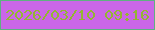 文字の大きさ：4、枠の色：5eb182、背景の色：ca66e8、文字の色：93b632 無料ブログパーツのブログ時計