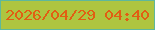 文字の大きさ：3、枠の色：5eb89c、背景の色：aec540、文字の色：e15e13 無料ブログパーツのブログ時計