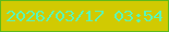 文字の大きさ：3、枠の色：5eba1b、背景の色：d1ca02、文字の色：5bf6b6 無料ブログパーツのブログ時計