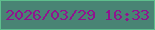 文字の大きさ：4、枠の色：5ebf8d、背景の色：498474、文字の色：90148e 無料ブログパーツのブログ時計