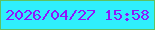 文字の大きさ：3、枠の色：5ec261、背景の色：2feffc、文字の色：8f18fb 無料ブログパーツのブログ時計