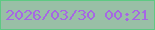 文字の大きさ：5、枠の色：5ec983、背景の色：99bfa6、文字の色：a667e3 無料ブログパーツのブログ時計