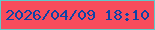 文字の大きさ：5、枠の色：5ecaca、背景の色：f84c5c、文字の色：0c44a6 無料ブログパーツのブログ時計