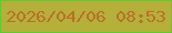 文字の大きさ：1、枠の色：5ecb32、背景の色：b4b03a、文字の色：ba6f2c 無料ブログパーツのブログ時計