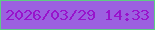 文字の大きさ：4、枠の色：5ecc84、背景の色：9c60e0、文字の色：9813cc 無料ブログパーツのブログ時計