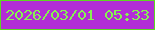 文字の大きさ：5、枠の色：5ed722、背景の色：b22dd6、文字の色：86f350 無料ブログパーツのブログ時計