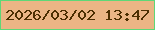文字の大きさ：1、枠の色：5ed777、背景の色：ebb585、文字の色：4c2e01 無料ブログパーツのブログ時計