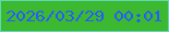 文字の大きさ：3、枠の色：5ed9b5、背景の色：3db831、文字の色：255dfa 無料ブログパーツのブログ時計