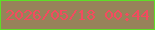 文字の大きさ：4、枠の色：5ede27、背景の色：97835a、文字の色：f34b5f 無料ブログパーツのブログ時計