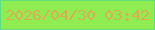 文字の大きさ：1、枠の色：5ede7d、背景の色：8fed51、文字の色：dfad51 無料ブログパーツのブログ時計