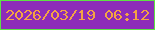 文字の大きさ：4、枠の色：5ee044、背景の色：8d2bb9、文字の色：f4a343 無料ブログパーツのブログ時計