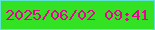 文字の大きさ：4、枠の色：5ee3d9、背景の色：33e223、文字の色：e80295 無料ブログパーツのブログ時計