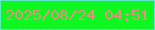 文字の大きさ：1、枠の色：5ee7cc、背景の色：0ef721、文字の色：f18c84 無料ブログパーツのブログ時計