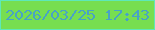 文字の大きさ：2、枠の色：5ee8b9、背景の色：77de50、文字の色：48a3c5 無料ブログパーツのブログ時計