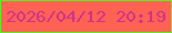 文字の大きさ：1、枠の色：5eec24、背景の色：ff6153、文字の色：cc328b 無料ブログパーツのブログ時計