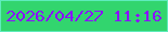 文字の大きさ：2、枠の色：5eecbc、背景の色：32d56e、文字の色：8a11ff 無料ブログパーツのブログ時計
