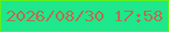 文字の大きさ：1、枠の色：5ef01b、背景の色：1ee78c、文字の色：be6c4f 無料ブログパーツのブログ時計
