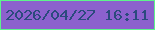 文字の大きさ：4、枠の色：5ef38c、背景の色：8c61cd、文字の色：2b4a7d 無料ブログパーツのブログ時計