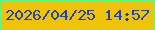 文字の大きさ：1、枠の色：5ef784、背景の色：f0c304、文字の色：1d45ad 無料ブログパーツのブログ時計